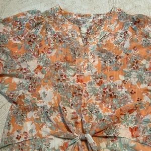 Rose + Olive--Peach Floral Top